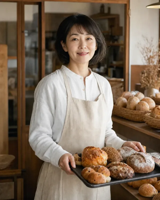 店主のポートレート（デモ用の架空の人物）